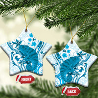 Cyan And White Hawaii Chameleon Ceramic Ornament Plumeria Polynesian Tribal Art LT14 Star Cyan - Polynesian Pride