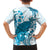 Cyan And White Hawaii Chameleon Family Matching Off Shoulder Maxi Dress and Hawaiian Shirt Plumeria Polynesian Tribal Art