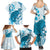 Cyan And White Hawaii Chameleon Family Matching Summer Maxi Dress and Hawaiian Shirt Plumeria Polynesian Tribal Art