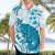 Cyan And White Hawaii Chameleon Hawaiian Shirt Plumeria Polynesian Tribal Art