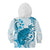 Cyan And White Hawaii Chameleon Kid Hoodie Plumeria Polynesian Tribal Art