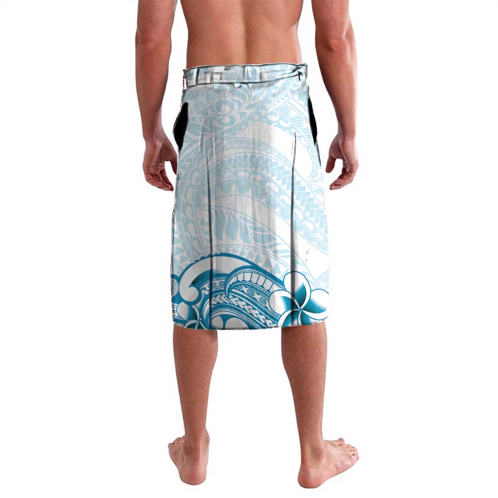 Cyan And White Hawaii Chameleon Lavalava Plumeria Polynesian Tribal Art LT14 - Polynesian Pride