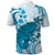 Cyan And White Hawaii Chameleon Polo Shirt Plumeria Polynesian Tribal Art