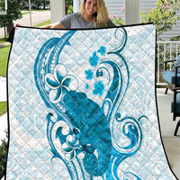 Cyan And White Hawaii Chameleon Quilt Plumeria Polynesian Tribal Art LT14 Cyan - Polynesian Pride