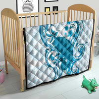 Cyan And White Hawaii Chameleon Quilt Plumeria Polynesian Tribal Art LT14 - Polynesian Pride