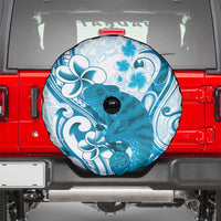 Cyan And White Hawaii Chameleon Spare Tire Cover Plumeria Polynesian Tribal Art LT14 - Polynesian Pride