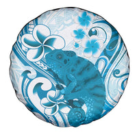 Cyan And White Hawaii Chameleon Spare Tire Cover Plumeria Polynesian Tribal Art LT14 - Polynesian Pride