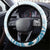 Cyan And White Hawaii Chameleon Steering Wheel Cover Plumeria Polynesian Tribal Art