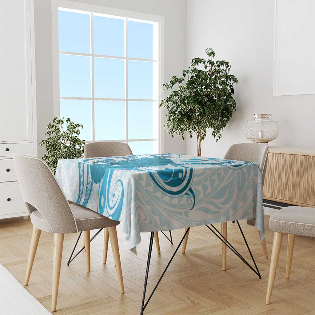 Cyan And White Hawaii Chameleon Tablecloth Plumeria Polynesian Tribal Art LT14 - Polynesian Pride