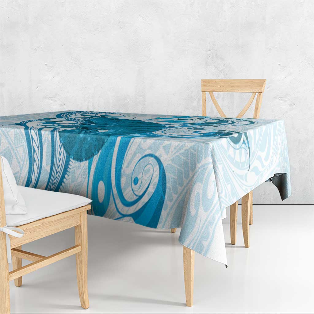 Cyan And White Hawaii Chameleon Tablecloth Plumeria Polynesian Tribal Art LT14 - Polynesian Pride