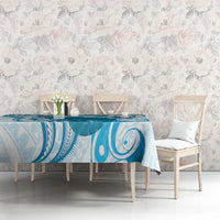 Cyan And White Hawaii Chameleon Tablecloth Plumeria Polynesian Tribal Art LT14 - Polynesian Pride