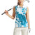 Cyan And White Hawaii Chameleon Women Sleeveless Polo Shirt Plumeria Polynesian Tribal Art