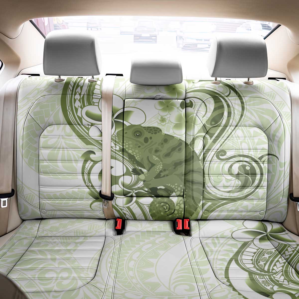 Green And White Hawaii Chameleon Back Car Seat Cover Plumeria Polynesian Tribal Art LT14 - Polynesian Pride