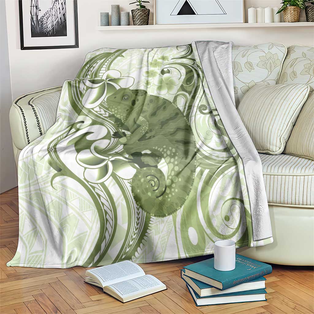Green And White Hawaii Chameleon Blanket Plumeria Polynesian Tribal Art LT14 Lime Green - Polynesian Pride