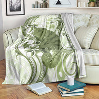 Green And White Hawaii Chameleon Blanket Plumeria Polynesian Tribal Art LT14 Lime Green - Polynesian Pride