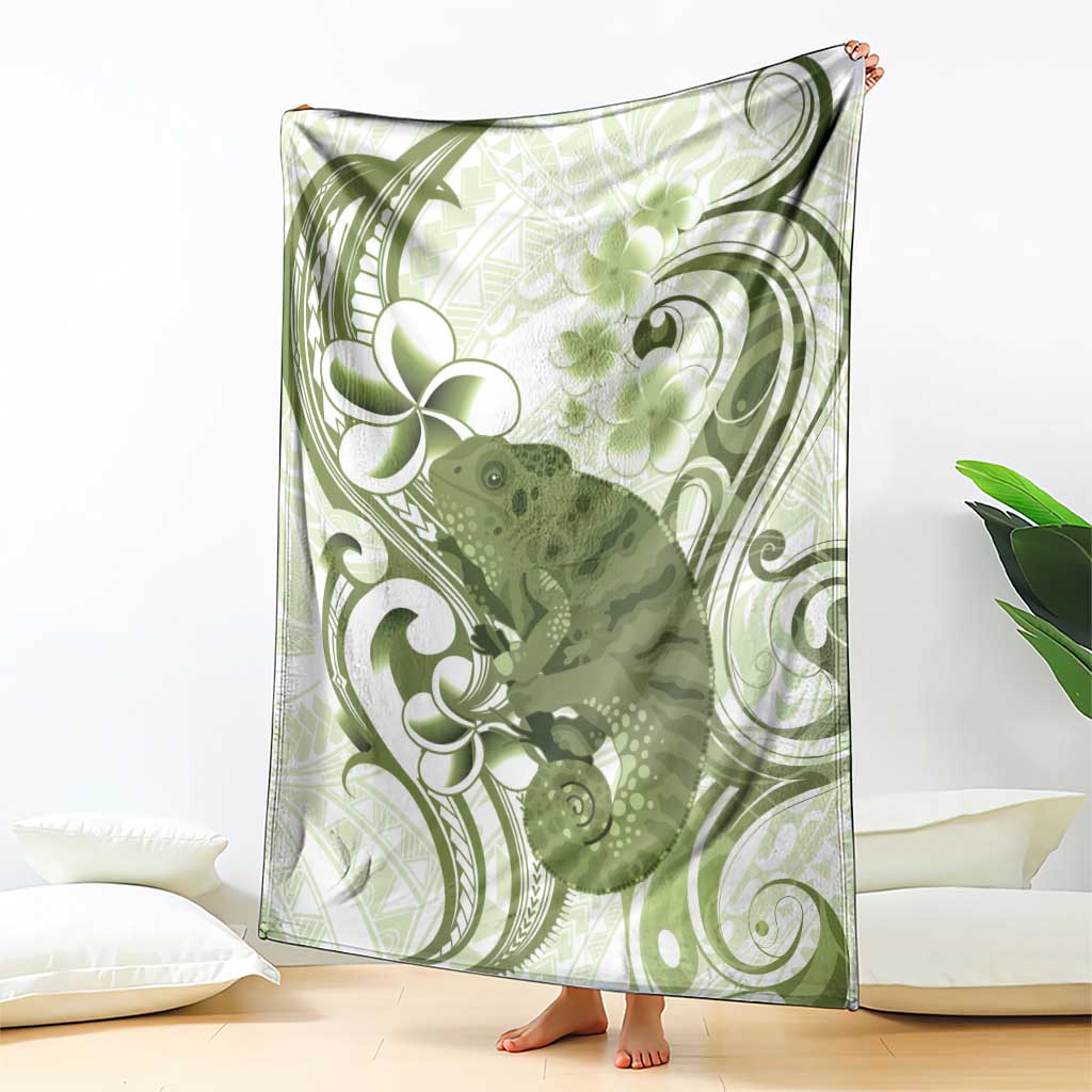 Green And White Hawaii Chameleon Blanket Plumeria Polynesian Tribal Art LT14 - Polynesian Pride