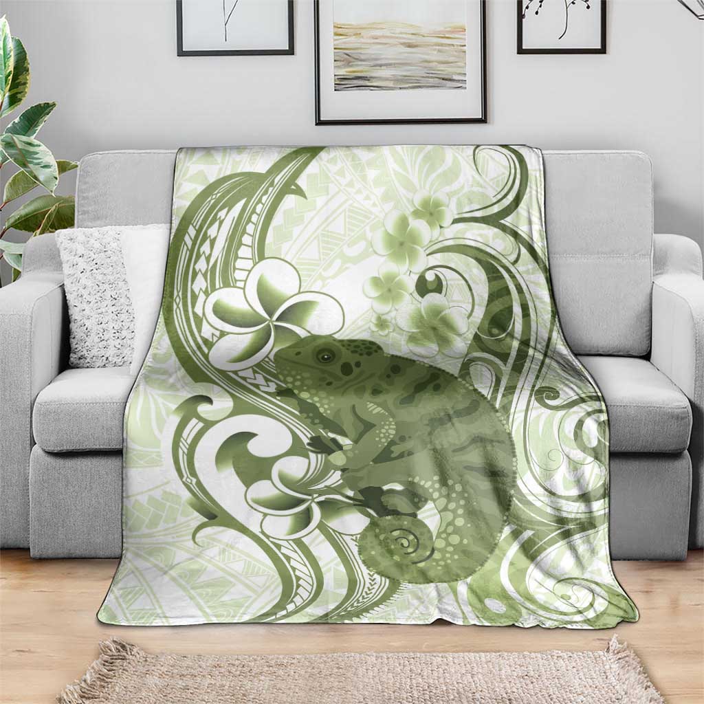 Green And White Hawaii Chameleon Blanket Plumeria Polynesian Tribal Art LT14 - Polynesian Pride