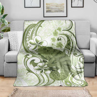 Green And White Hawaii Chameleon Blanket Plumeria Polynesian Tribal Art LT14 - Polynesian Pride