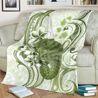 Green And White Hawaii Chameleon Blanket Plumeria Polynesian Tribal Art LT14 - Polynesian Pride
