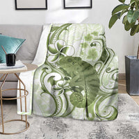 Green And White Hawaii Chameleon Blanket Plumeria Polynesian Tribal Art LT14 - Polynesian Pride