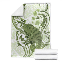 Green And White Hawaii Chameleon Blanket Plumeria Polynesian Tribal Art LT14 - Polynesian Pride