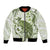 Green And White Hawaii Chameleon Bomber Jacket Plumeria Polynesian Tribal Art