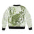 Green And White Hawaii Chameleon Bomber Jacket Plumeria Polynesian Tribal Art