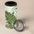 Green And White Hawaii Chameleon 4 in 1 Can Cooler Tumbler Plumeria Polynesian Tribal Art