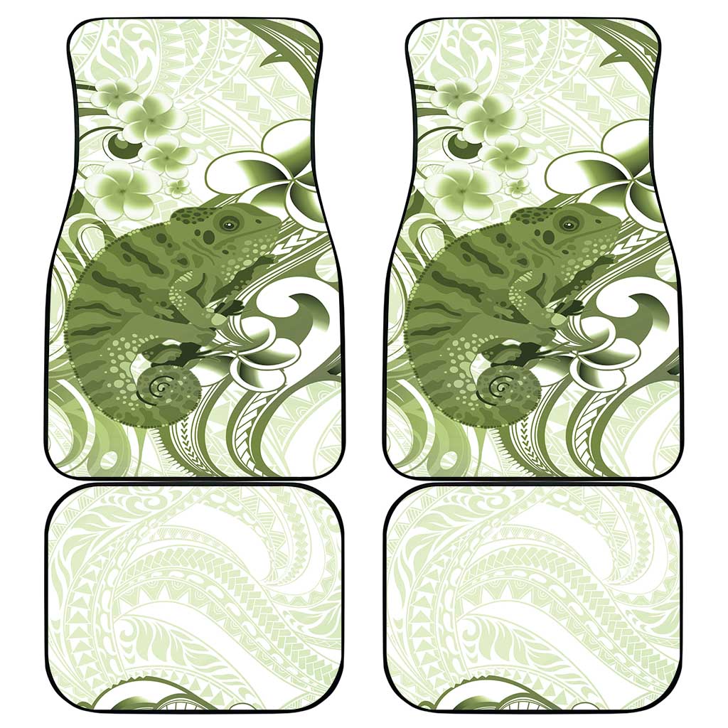 Green And White Hawaii Chameleon Car Mats Plumeria Polynesian Tribal Art LT14 - Polynesian Pride