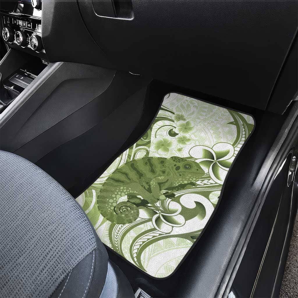 Green And White Hawaii Chameleon Car Mats Plumeria Polynesian Tribal Art LT14 - Polynesian Pride