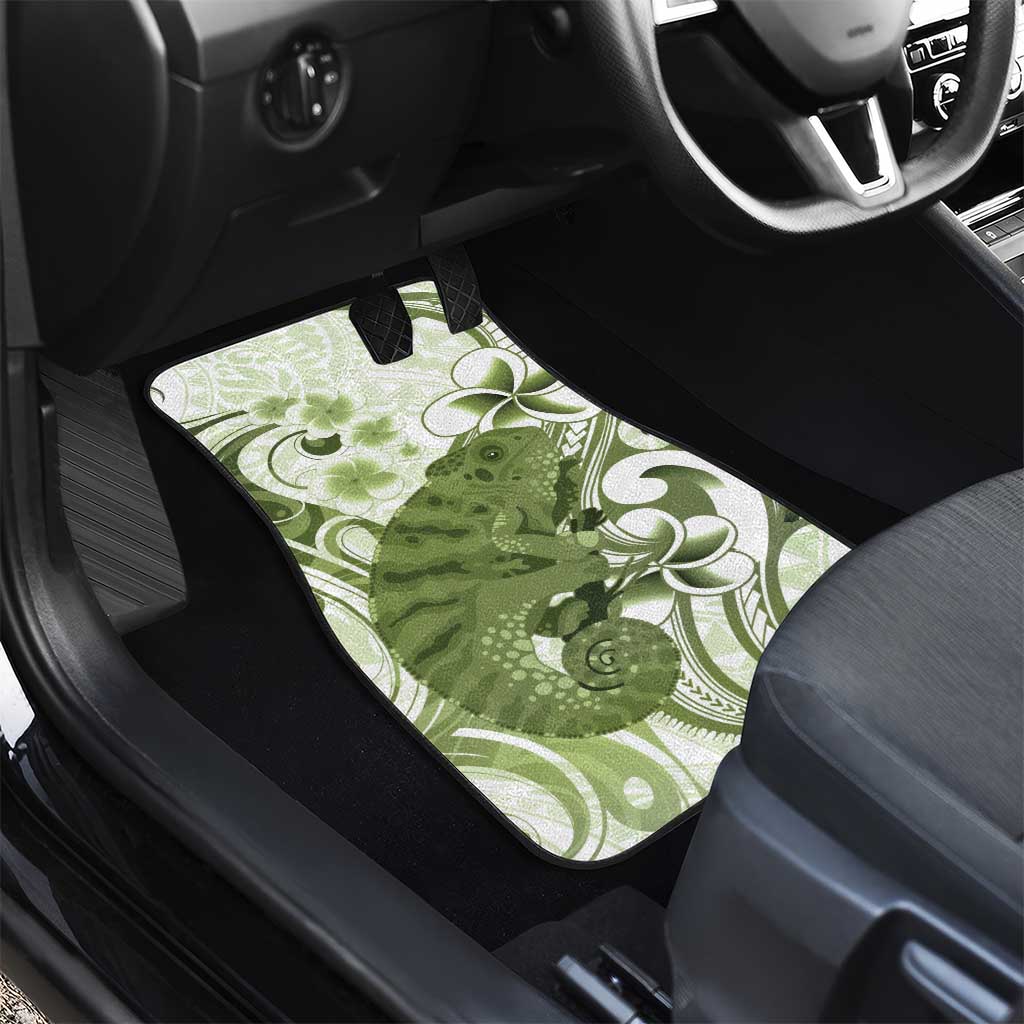 Green And White Hawaii Chameleon Car Mats Plumeria Polynesian Tribal Art LT14 - Polynesian Pride