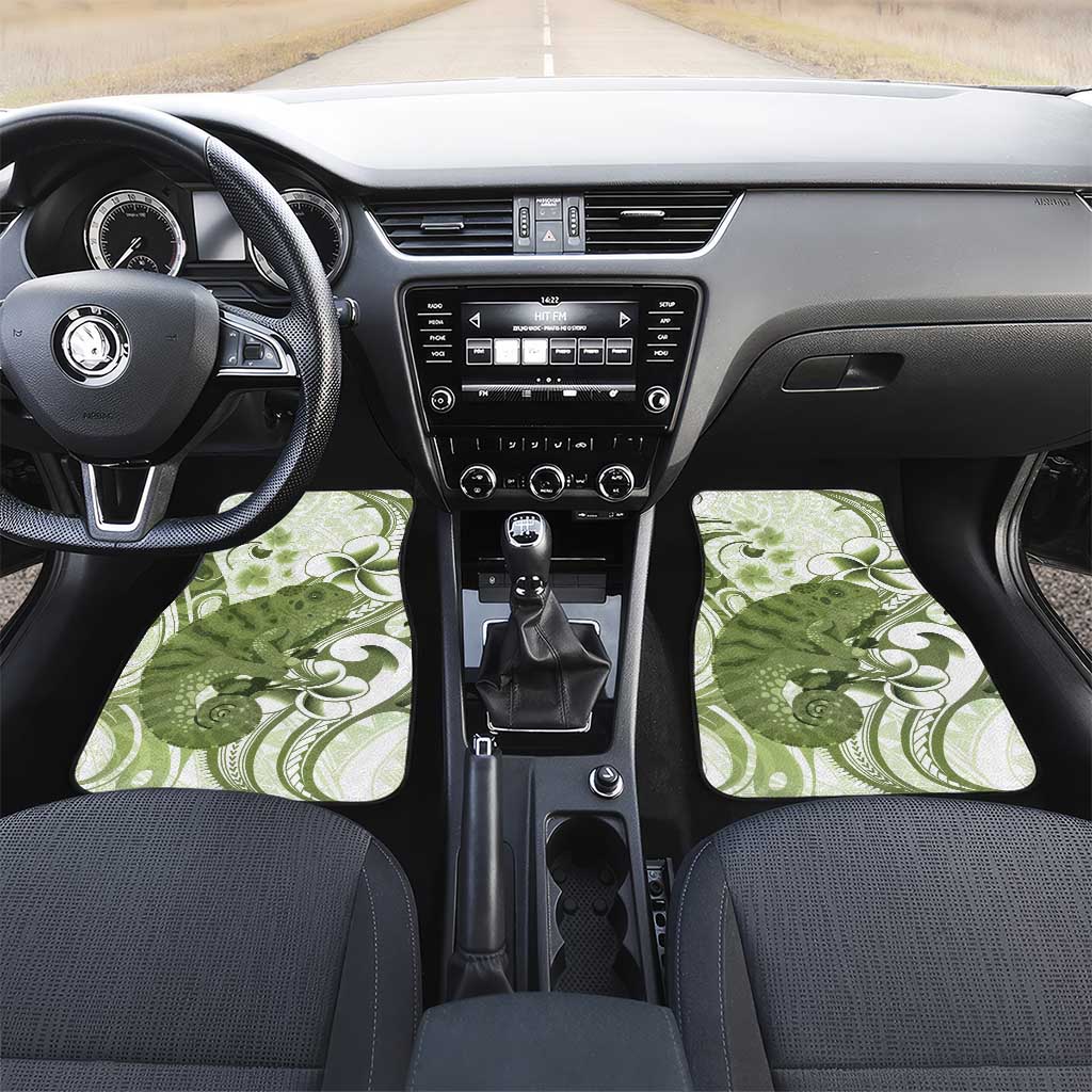 Green And White Hawaii Chameleon Car Mats Plumeria Polynesian Tribal Art LT14 Set 2pcs - Front Lime Green - Polynesian Pride