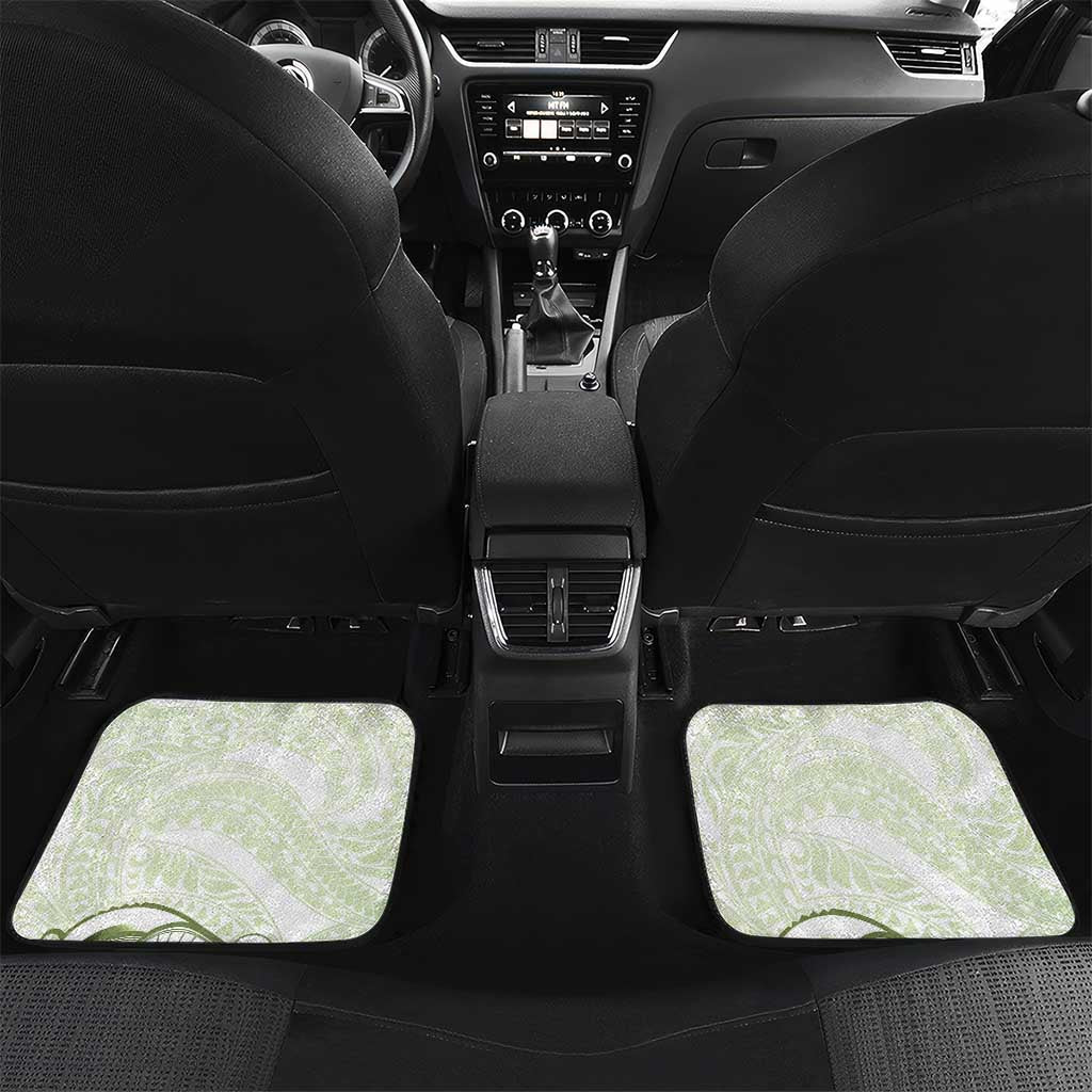 Green And White Hawaii Chameleon Car Mats Plumeria Polynesian Tribal Art LT14 Set 2pcs - Back Lime Green - Polynesian Pride