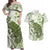 Green And White Hawaii Chameleon Couples Matching Off Shoulder Maxi Dress and Hawaiian Shirt Plumeria Polynesian Tribal Art