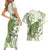 Green And White Hawaii Chameleon Couples Matching Short Sleeve Bodycon Dress and Hawaiian Shirt Plumeria Polynesian Tribal Art