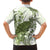 Green And White Hawaii Chameleon Family Matching Off Shoulder Maxi Dress and Hawaiian Shirt Plumeria Polynesian Tribal Art