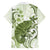 Green And White Hawaii Chameleon Family Matching Off Shoulder Maxi Dress and Hawaiian Shirt Plumeria Polynesian Tribal Art