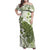 Green And White Hawaii Chameleon Family Matching Off Shoulder Maxi Dress and Hawaiian Shirt Plumeria Polynesian Tribal Art