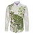 Green And White Hawaii Chameleon Family Matching Summer Maxi Dress and Hawaiian Shirt Plumeria Polynesian Tribal Art