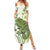 Green And White Hawaii Chameleon Family Matching Summer Maxi Dress and Hawaiian Shirt Plumeria Polynesian Tribal Art