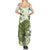 Green And White Hawaii Chameleon Family Matching Summer Maxi Dress and Hawaiian Shirt Plumeria Polynesian Tribal Art