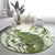 Green And White Hawaii Chameleon Round Carpet Plumeria Polynesian Tribal Art