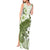 Green And White Hawaii Chameleon Tank Maxi Dress Plumeria Polynesian Tribal Art