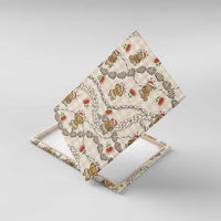 Beige Palaka Hawaii Mele Kalikimaka Canvas Wall Art Ohia Lehua Shell Leis Funny Gingerbread Santa LT14 With Frame Beige - Polynesian Pride