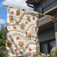 Beige Palaka Hawaii Mele Kalikimaka Garden Flag Ohia Lehua Shell Leis Funny Gingerbread Santa LT14 - Polynesian Pride