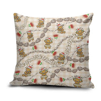 Beige Palaka Hawaii Mele Kalikimaka Pillow Cover Ohia Lehua Shell Leis Funny Gingerbread Santa LT14 Beige - Polynesian Pride