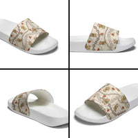 Beige Palaka Hawaii Mele Kalikimaka Slide Sandals Ohia Lehua Shell Leis Funny Gingerbread Santa LT14 - Polynesian Pride