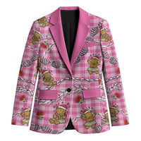 Pink Palaka Hawaii Mele Kalikimaka Blazer Ohia Lehua Shell Leis Funny Gingerbread Santa LT14 Unisex Pink - Polynesian Pride
