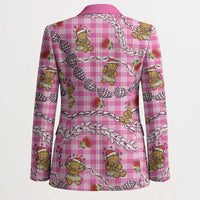 Pink Palaka Hawaii Mele Kalikimaka Blazer Ohia Lehua Shell Leis Funny Gingerbread Santa LT14 - Polynesian Pride