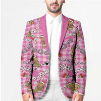 Pink Palaka Hawaii Mele Kalikimaka Blazer Ohia Lehua Shell Leis Funny Gingerbread Santa LT14 - Polynesian Pride